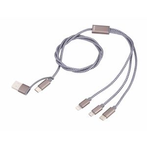 Smart Multi ladekabel til mobil 3-i-1, USB/USB-C – MicroUSB/Lightning 1m